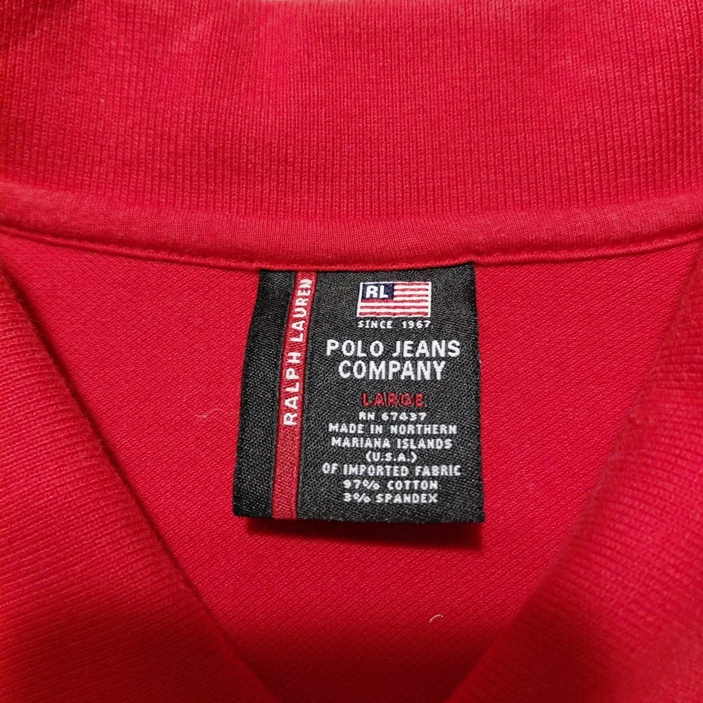 Polo Jeans Co Ralph Lauren Red Short Sleeve Collared Polo‎ Shirt Men's Large
